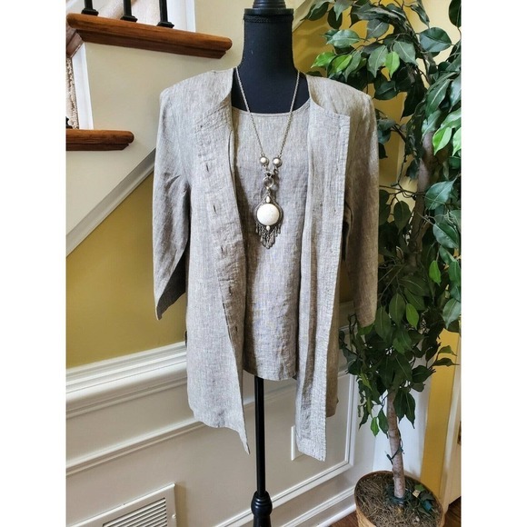 Meral linen tank and jacket set - Picture 1 of 16